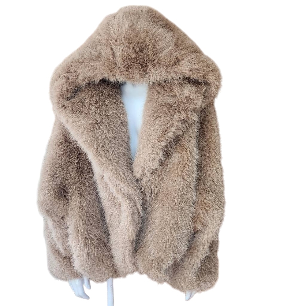 Laseti Luxurious Tan Faux Fur Coat (L) - Picture 5 of 8